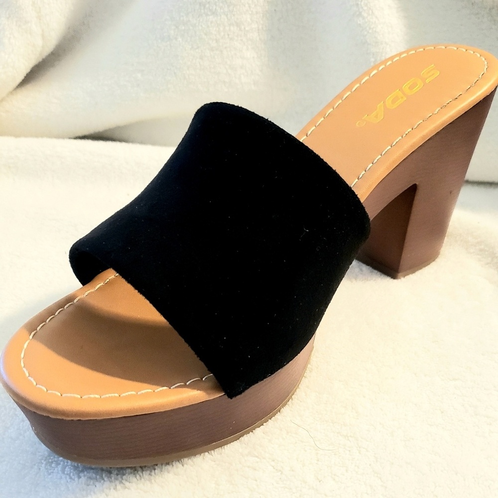 Soda Black Platform Heels